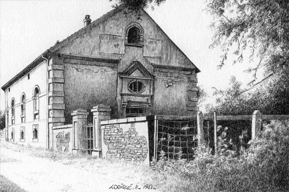 Fichier:1951-ancien temple protestant de Courcelles-Chaussy.jpg